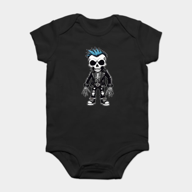 Punk Rock Skeleton 1 Baby Bodysuit by Grave Digs